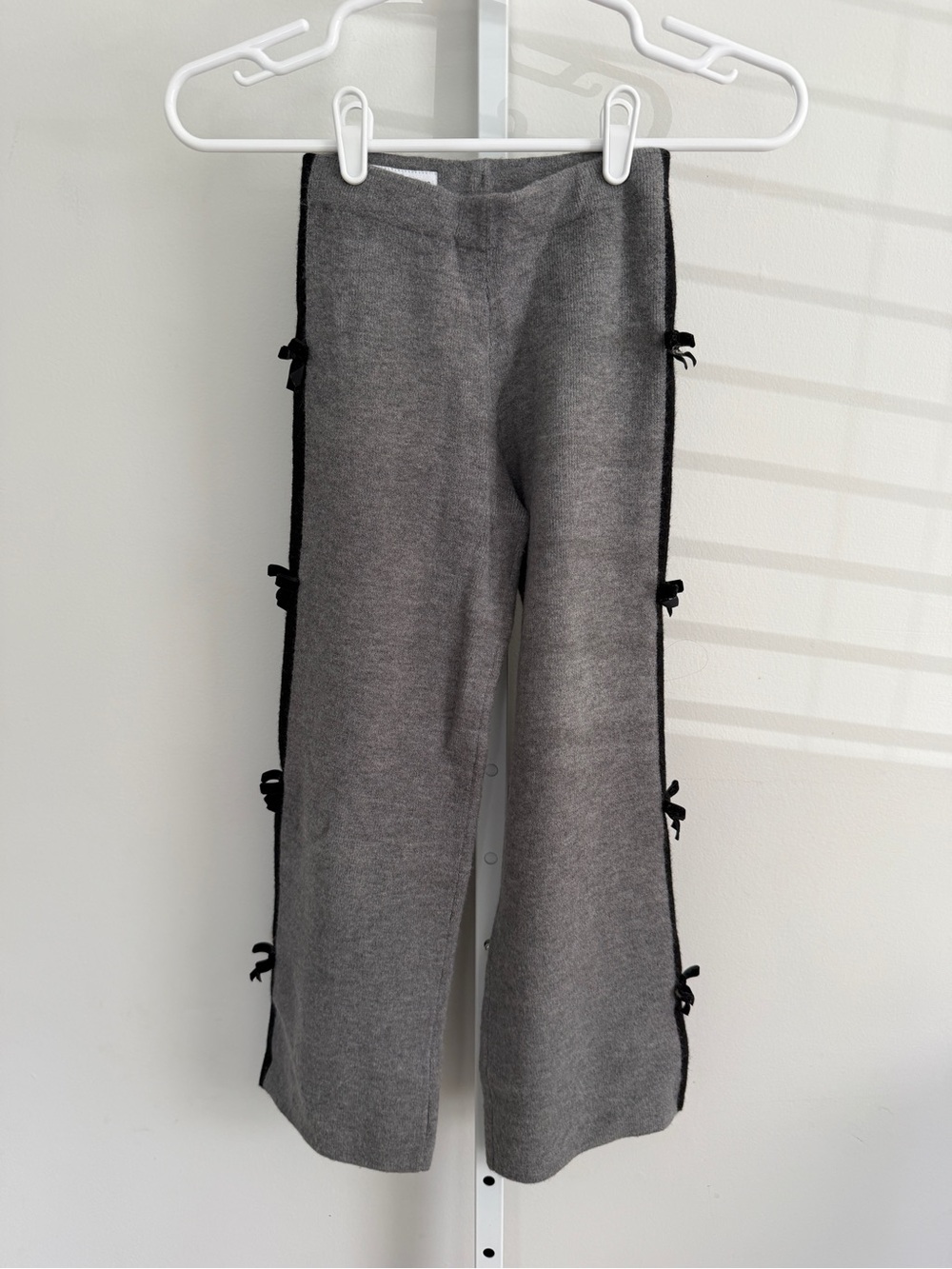 Zara Girls' Gray Knit Side-Tie Pants 8-9y